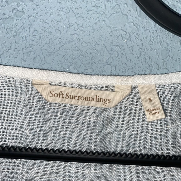 Soft Surroundings White Linen 3/4 Sleeve Open Front Jacket Sz S Gauzy Beach - Picture 5 of 6